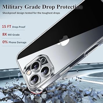 Crystal Clear Designed for iPhone 16 Pro Max Case, [Never Yellow] [Military-grade Protection] Shockproof Protective Phone Case Thin Slim Cover for iPhone 16 Pro Max