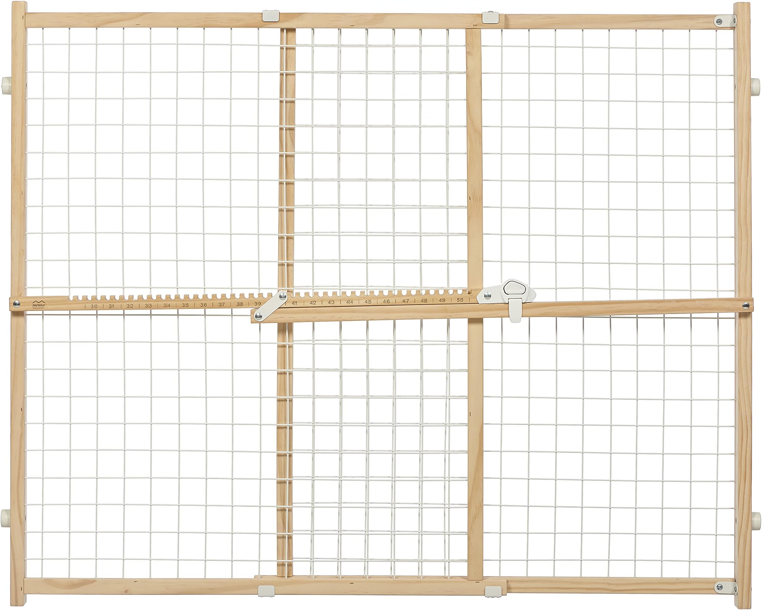MidWest Homes for Pets Wire Mesh Pet Safety Gate, Dog Gate Expands From 29 - 50 Inches Wide, 32 Inches Tall, Wood, Powder Coated Wire