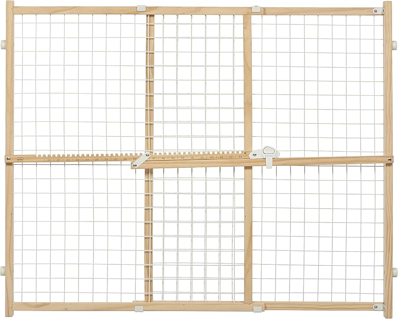 Portão de Segurança para Cães em Madeira com Tela de Arame MidWest Homes for Pets, Ajustável de 73,66 a 127 cm, 81,61 cm de Altura