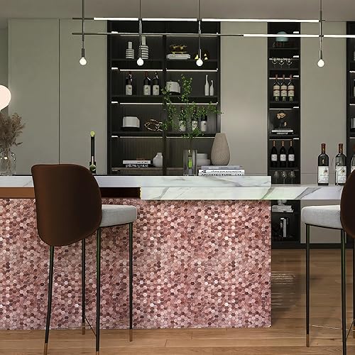 Miniatura 4 de KASARO Azulejos de pared autoadhesivos para cocina, azulejos de mosaico de metal hexagonal 3D, 8 azulejos de pared autoadhesivos decorativos para