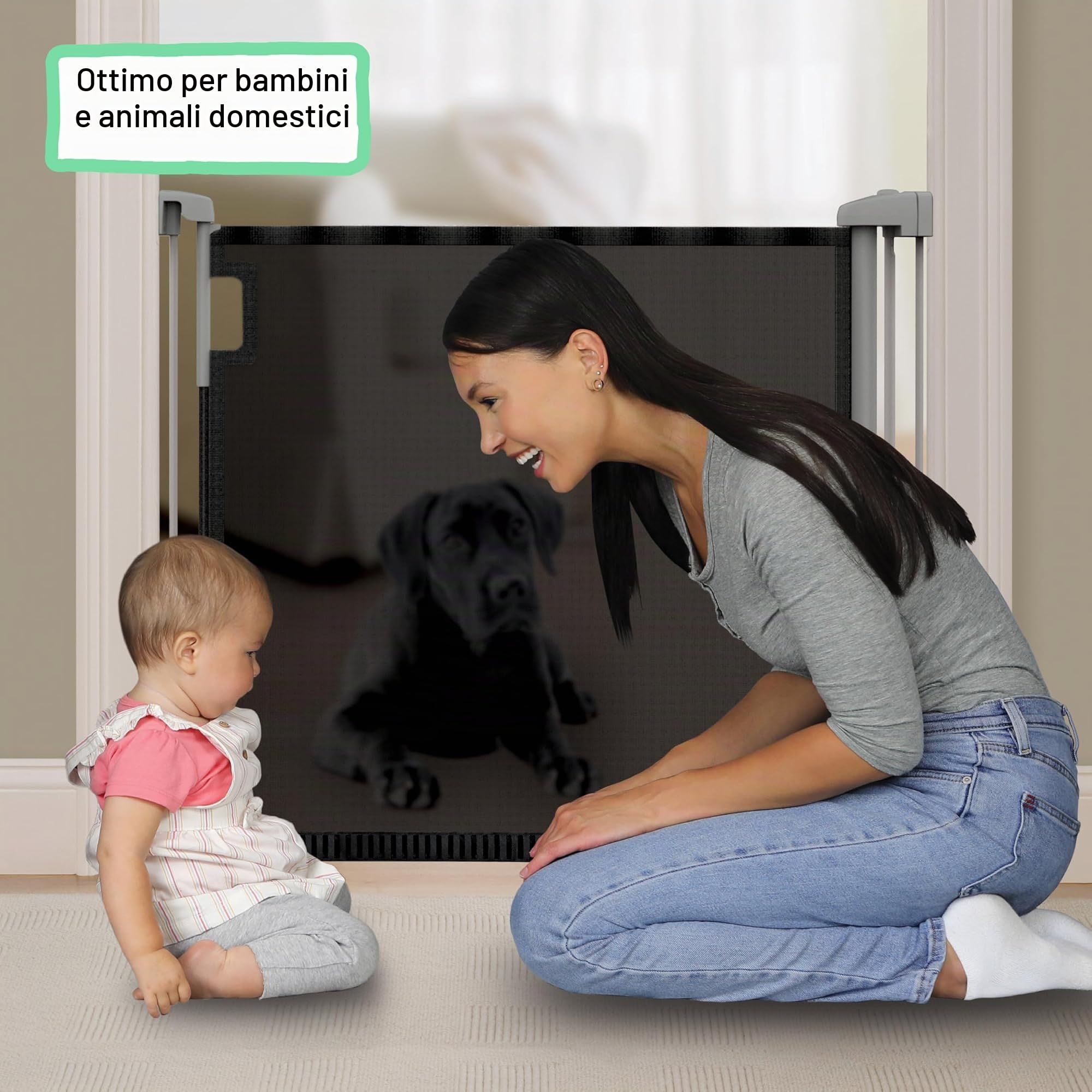 Ingenuity Thruway - Cancelletto retrattile per bambini, serie 52 W, con rete a scomparsa, per scale per cani e neonati, adatto per aperture fino a 132,1 cm di larghezza, 76,2 cm di altezza, porta