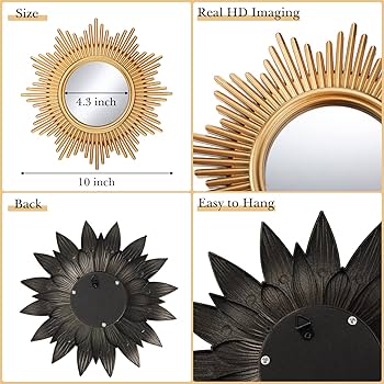 Amazon.com: Jetec 4 Pcs Big Sunburst Wall Mirror Gold