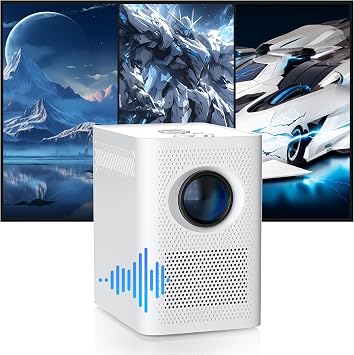 S30 Portable Projector with Built-in Speaker,1280*720P Movie Projectors,2.4G WiFi,Android 7.1,180 ANSI, Mini Projectors for Home Theater,Proyector for Indoor/Outdoor White