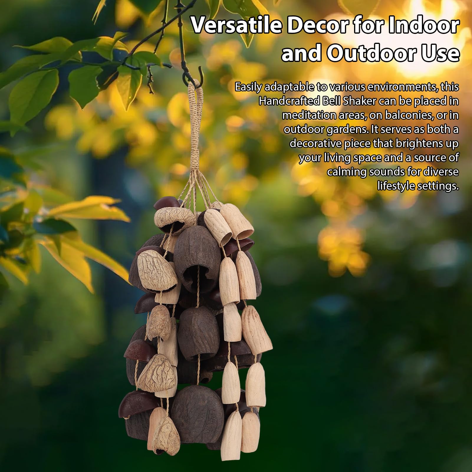 Eacam Windspiel aus Natürlicher Muschel, Handgefertigter Glockenschüttler, Yoga-Meditationsinstrument mit 4 Muschelarten, Klangentspannung für Drinnen und Draußen