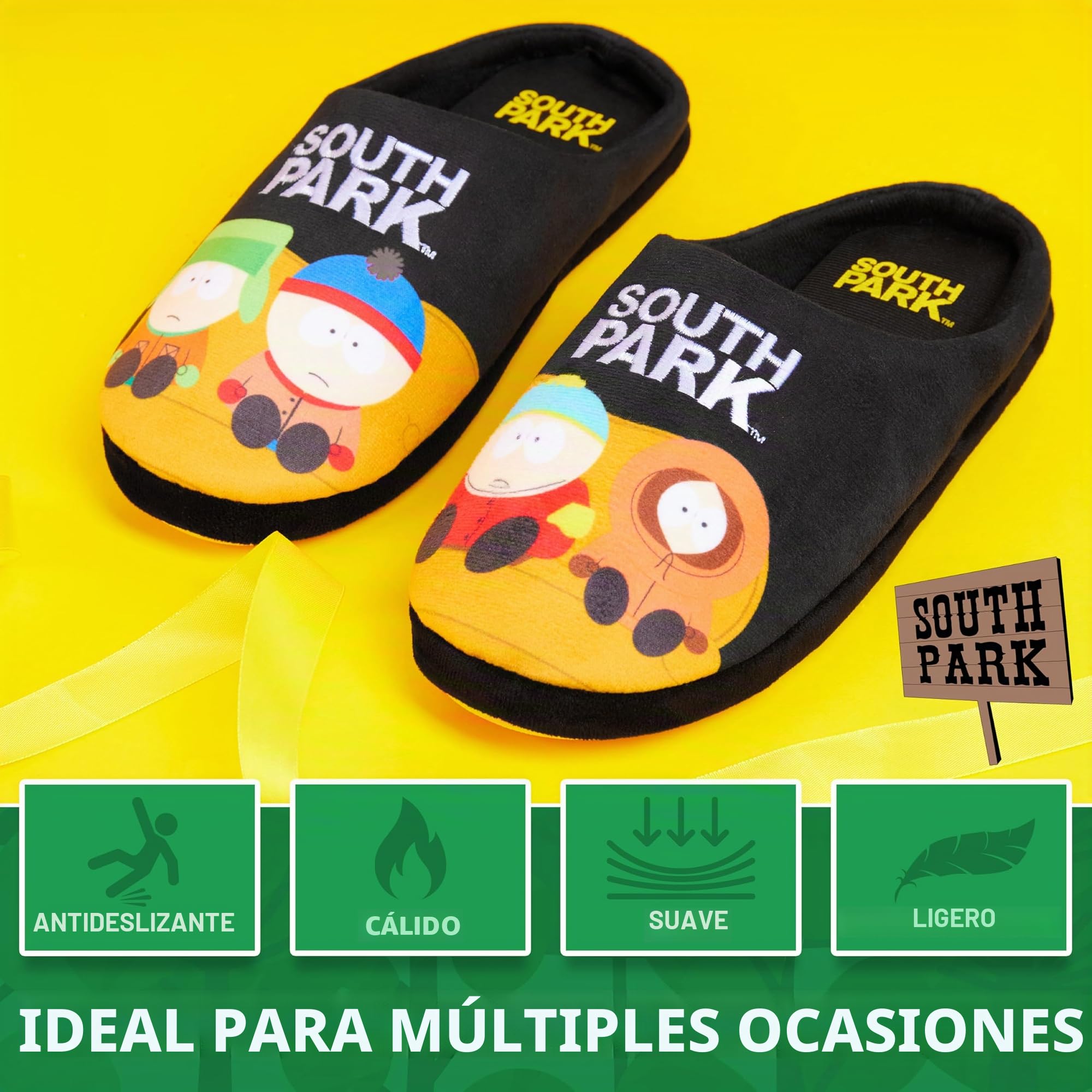 South Park Zapatillas de Estar para Hombre - Pantuflas de Casa de Invierno