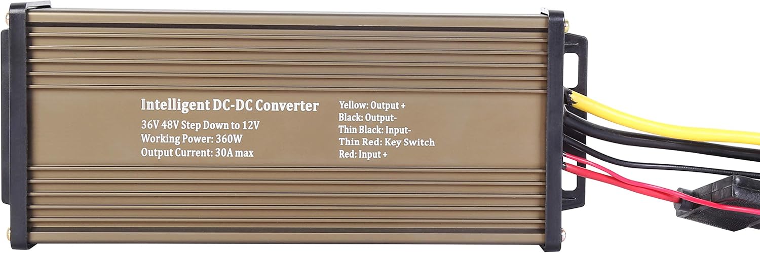 Pro Chaser DC-DC Golf Carts RVs 48V 36V Volt Voltage to 12V Step Down Voltage Reducer Regulator for Headlights Taillights Solar Panels Radios (30A 360W)