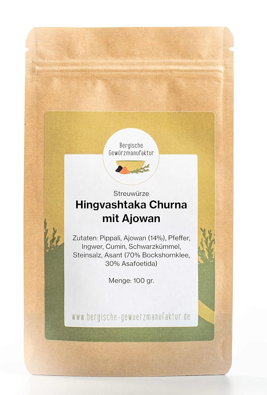 Ayurvedische Streuwürze Hingvashtaka Churna mit Ajowan, Pippali, Ingwer