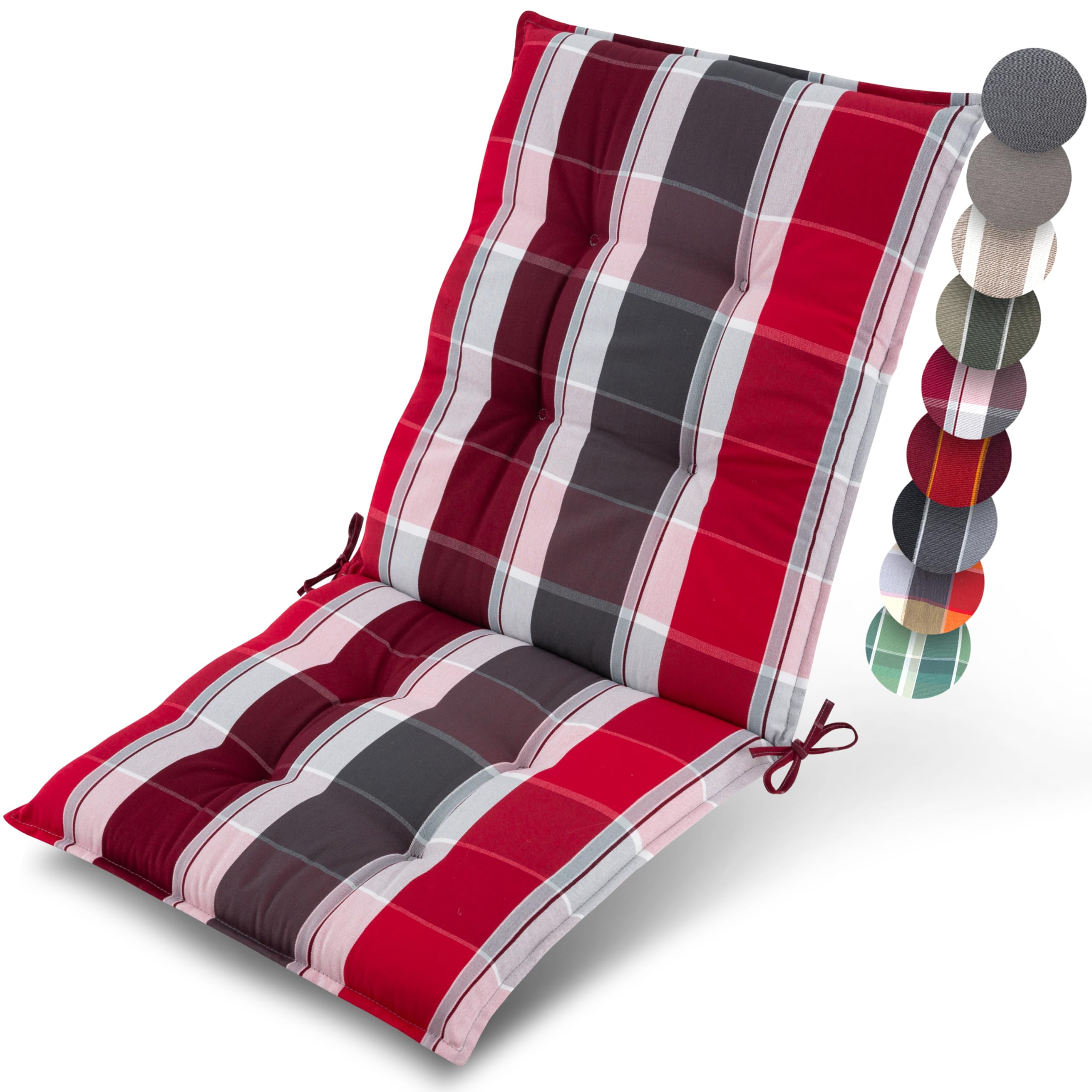 Beautissu Premium Outdoor Chair Cushion Low Back for Garden Chairs Non-Slip