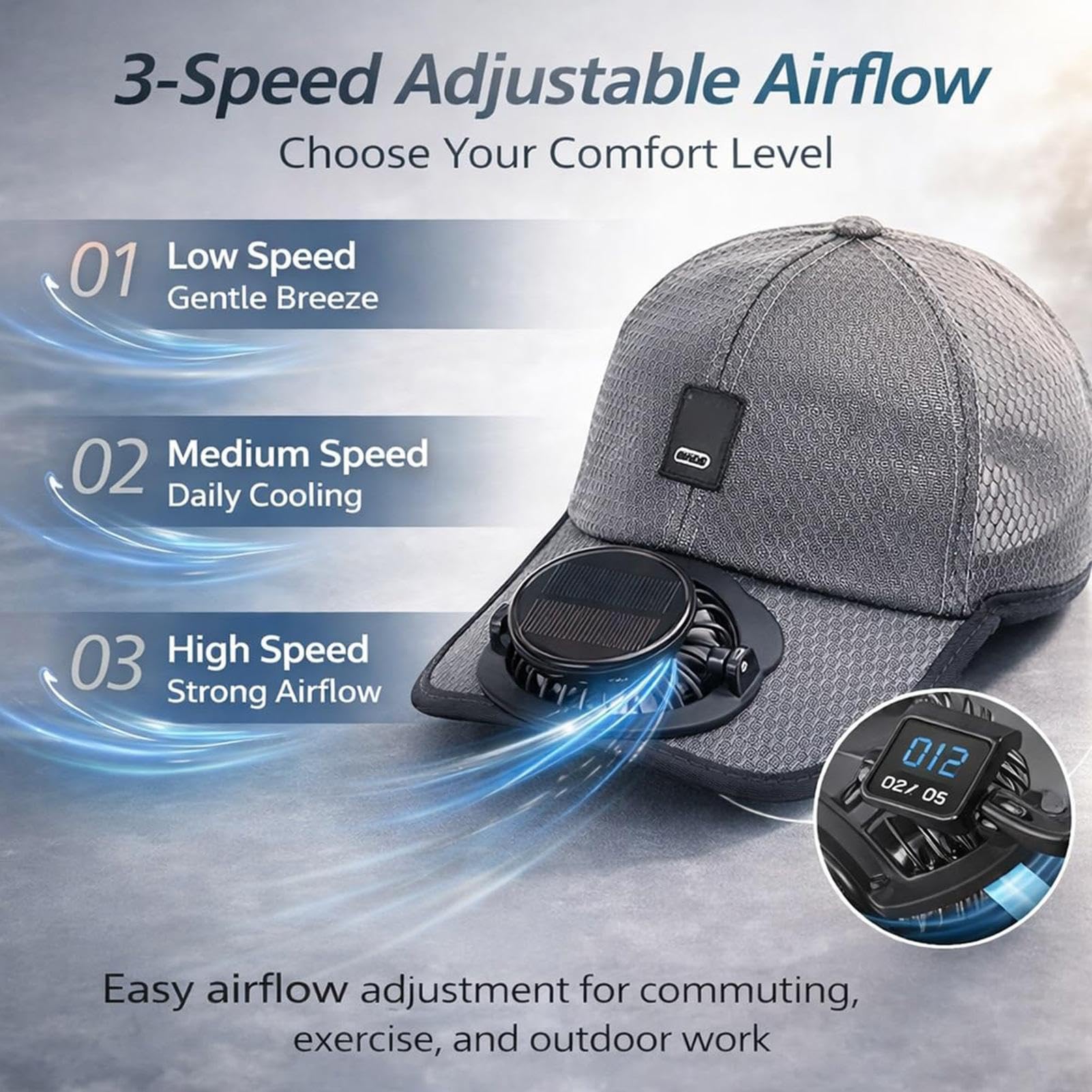 Gorra con Ventilador | Carga por USB, Protección Solar de ala Ancha - Gorra Solar con Ventilador de ala Ancha,para Actividades al Aire Libre, Playa, Campamento, Senderismo, Jardinería, Trabajo — view 4