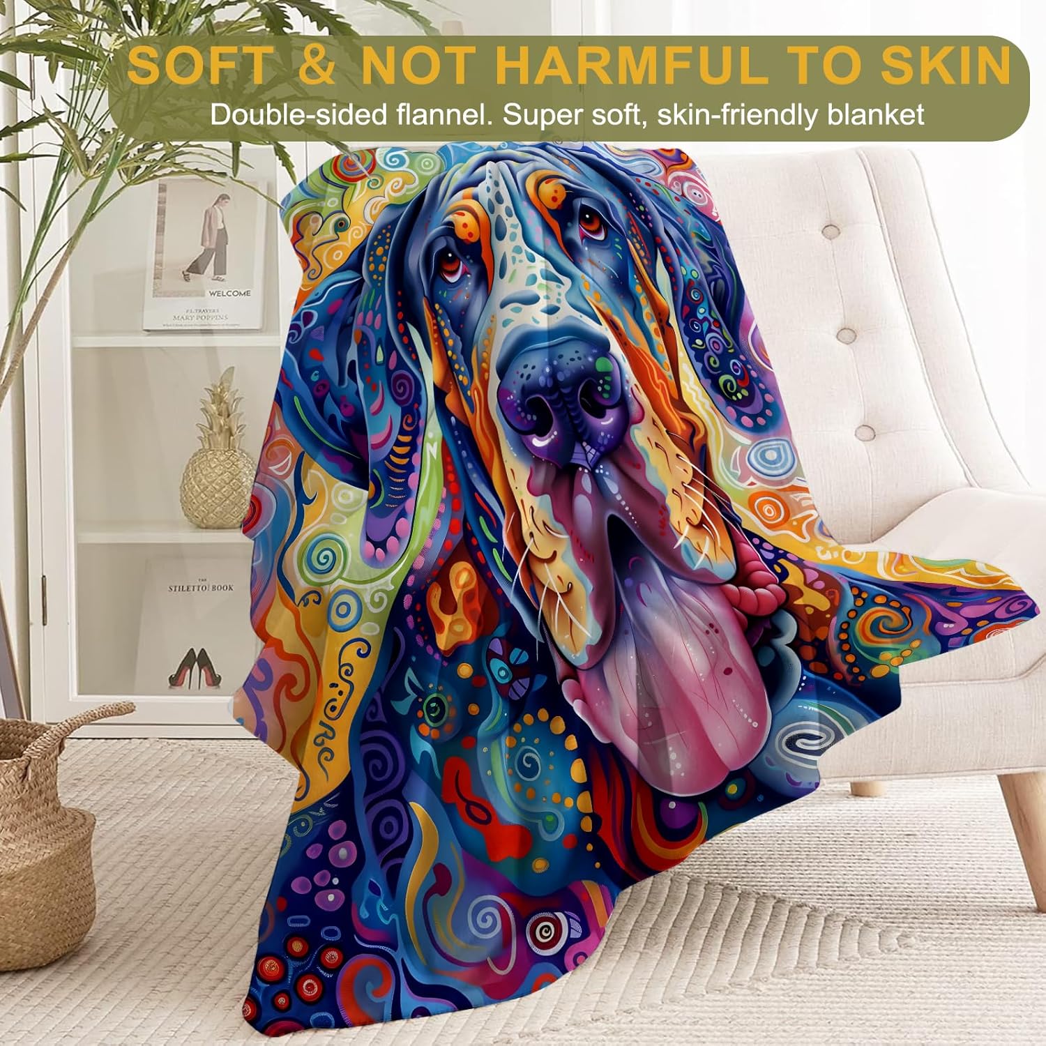 Great Dane Fleece Blanket - Lightweight Soft Cozy Gifts Throw for Dog Lovers,Kids,Women,Men,Colorful Puppy Portrait Blankets,Home Room Modern Artistic Decor 50x60in - Image 2
