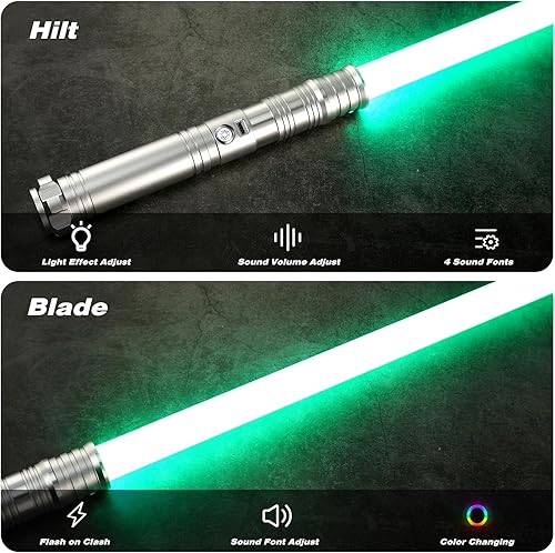 Miniatura 9 de CUSTOM SABER Sable de luz RGB de 12 colores cambiantes, 4 fuentes de sonidoempuñadura de metal, sable de luz de regalo de juguete LED para adultos,