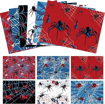 12 Sheets Halloween Christmas Wrapping Paper Gift Wrap Paper, Spider