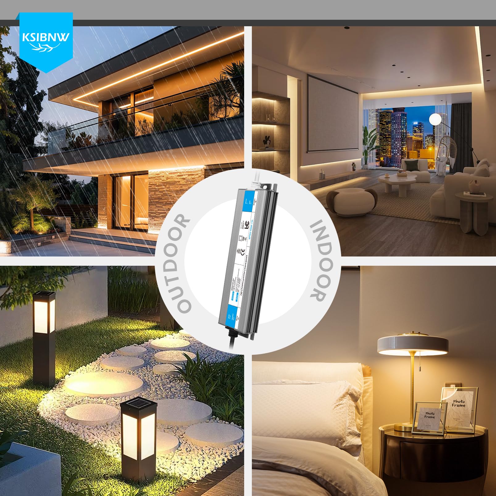 KSIBNW Transformateur 220V 12V 200W LED Driver Etanche IP67, Extérieur Transfo avec Prise 220V AC à 12V 16,6A Convertisseur Imperméable Ultra Fin Alimentation Tension Basse Constante Adaptateur