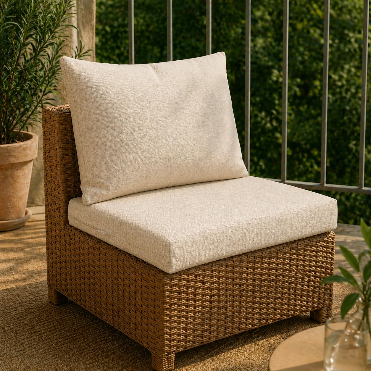 chilly pilley® Cojines para Muebles De Ratán, Cojines De Jardín, Respaldos, Muchos Tamaños Y Muchos Colores 50x40, Crema