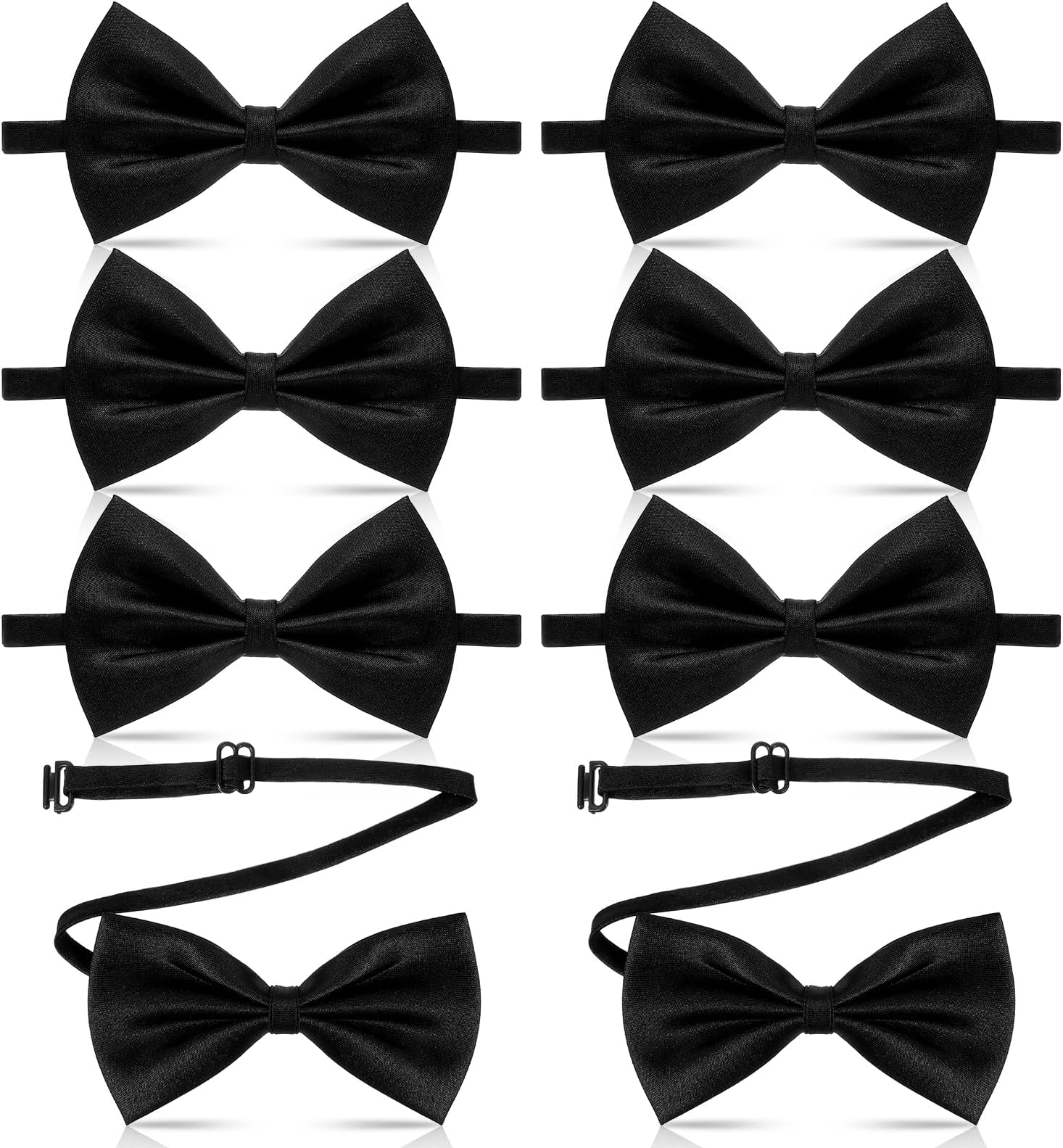 8 Pcs Bow Ties for Men, Adjustable Men's Small Bow Ties, Satin Polyester Pre-Tied Bowtie, Clip on Bowties