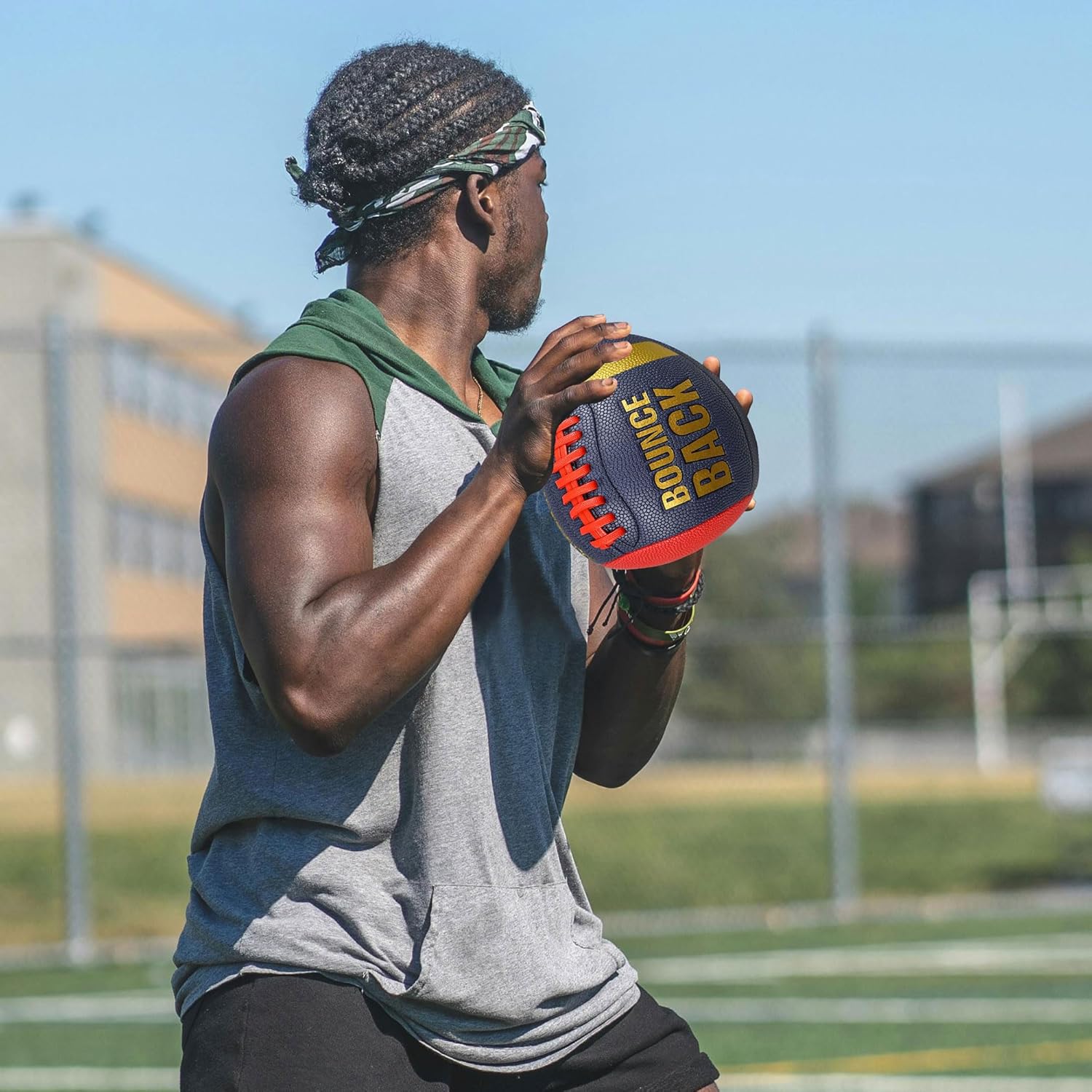 BOUNCEBACK Training Football, Youth Size & Official Size, Fatherless Football PassCatch Solo Enhancing Passing Catching(with Pump)