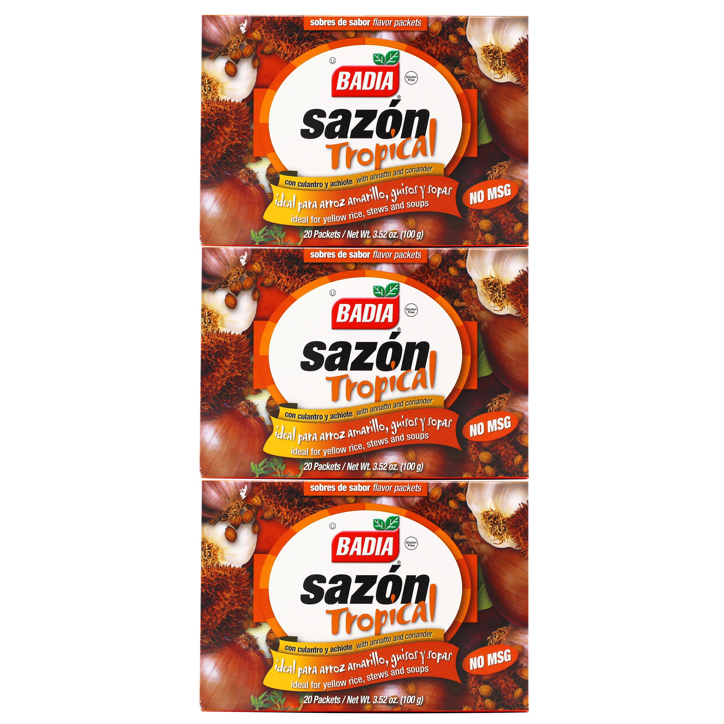Badia Sazon Tropical with Coriander & Annatto, 3.5 oz - Palatize Pack of 3