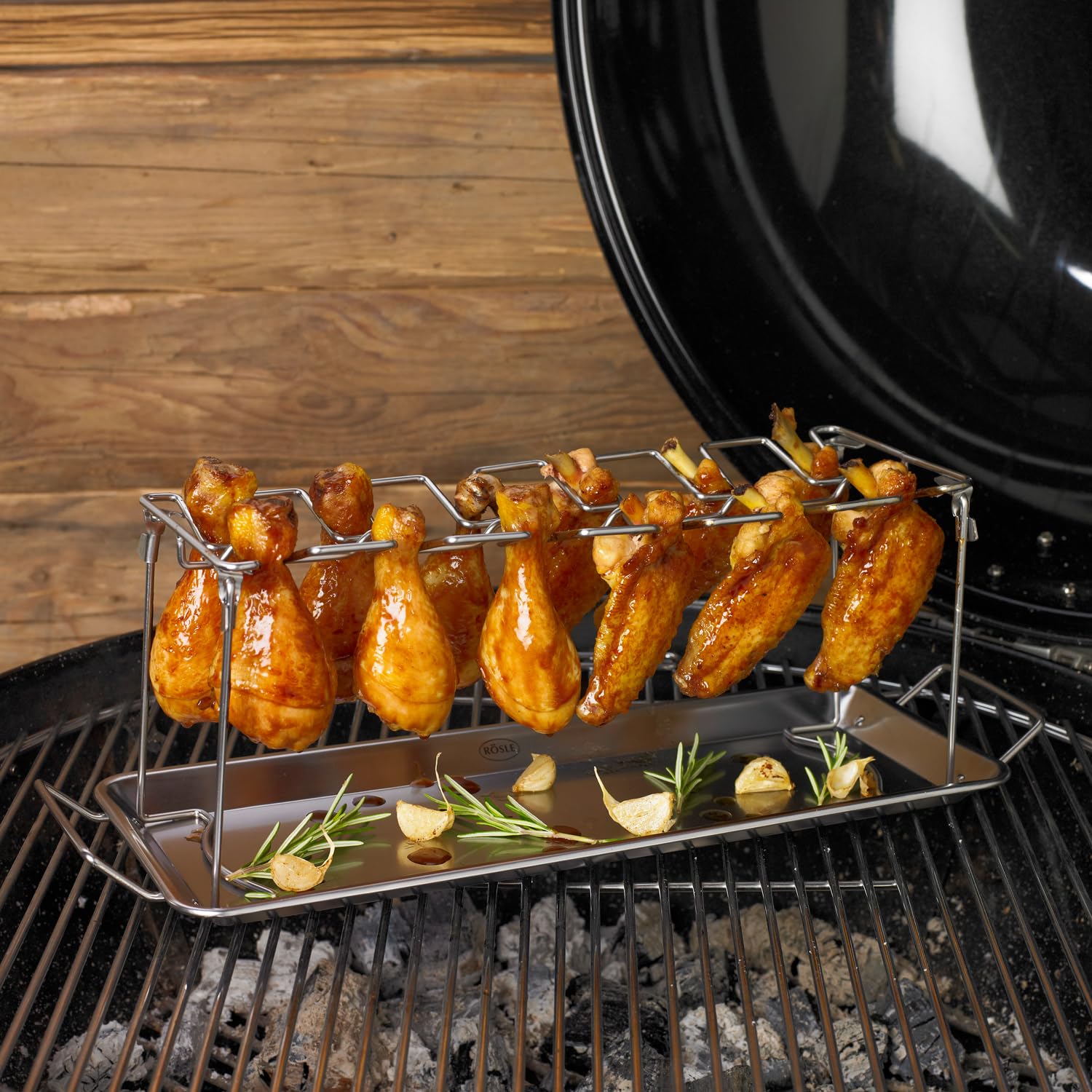 RÖSLE Soporte para pollos para preparar alas y muslos, 12 presas, acero inoxidable 18/0