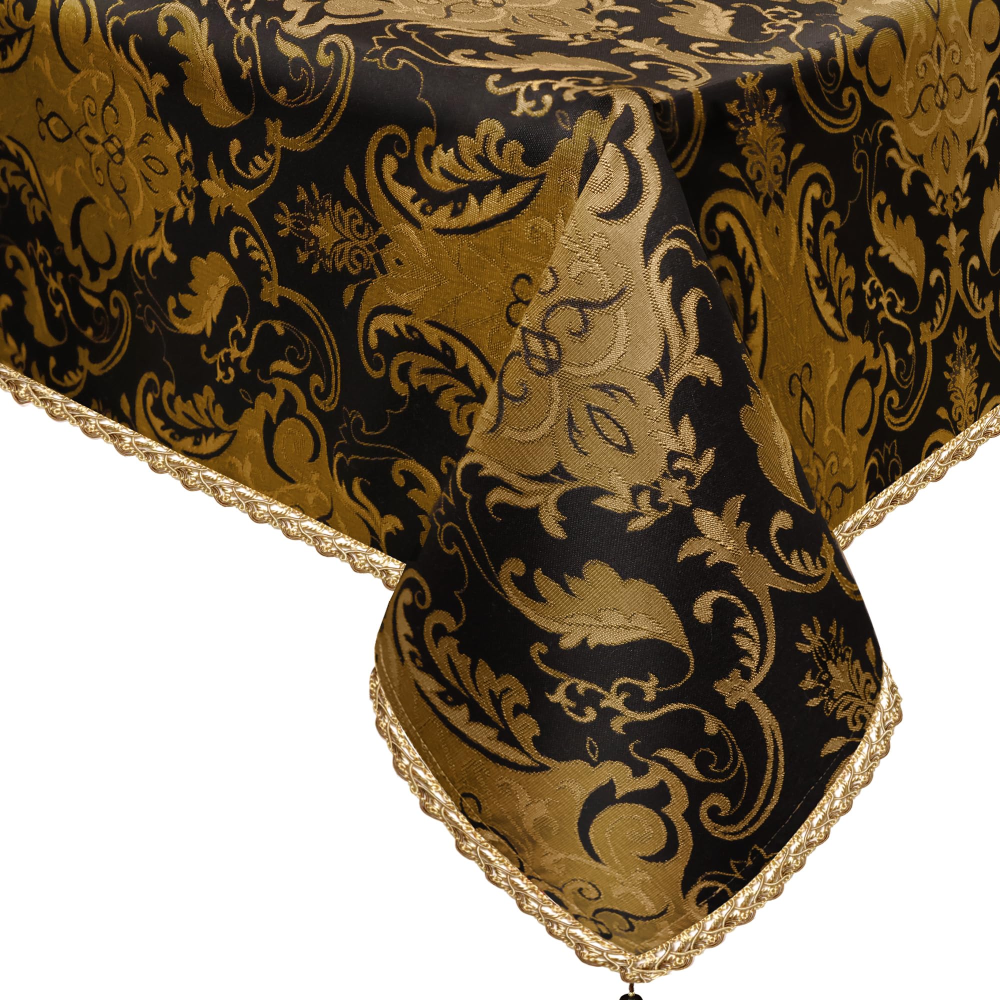Mantel de Tela Rectangular Mantel Jacquard Protector Mesa para Decoración de Comedor/Restaurante/Fiesta (140x240cm, Negro)
