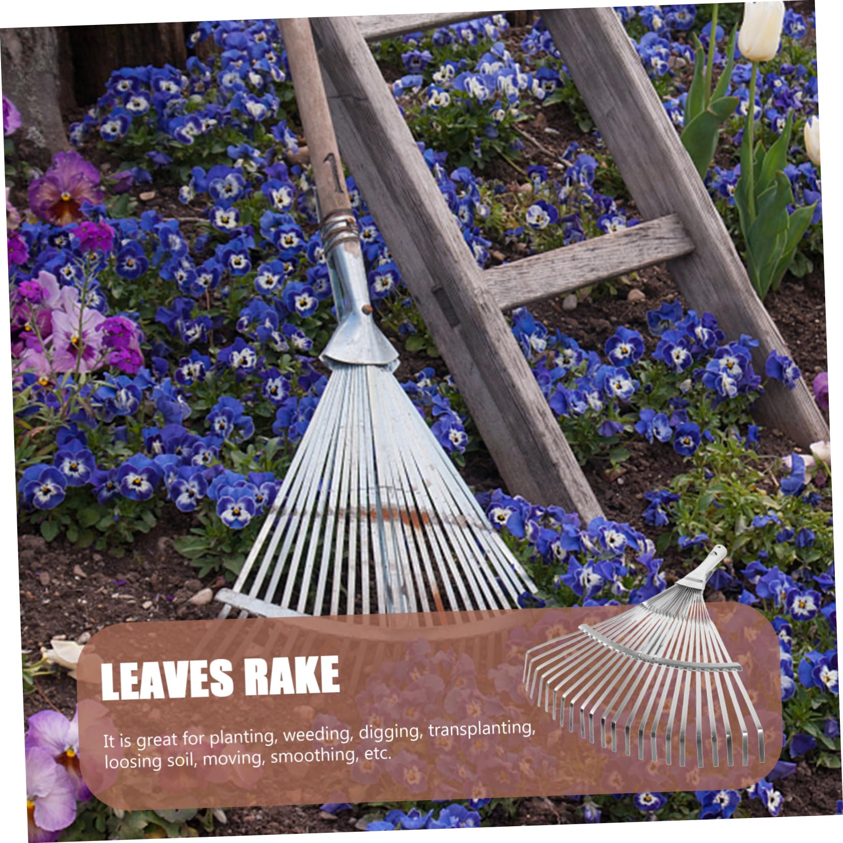 Ausziehbarer Gartenrechen aus Edelstahl, Kleiner Laubrechen