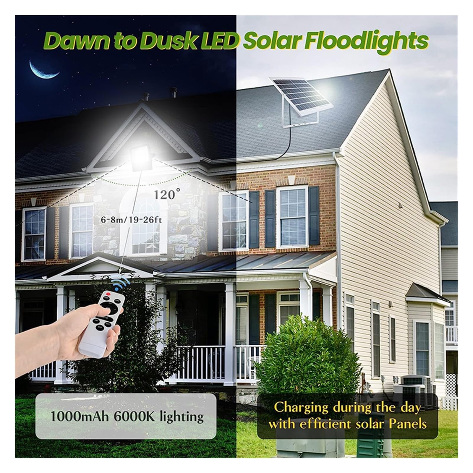 Reflektor LED 2000W Ściana uliczna Solar LED Solar Light Outdoor Pilot zdalnego sterowania do ścieżki ogrodowej Krajobraz Reflektor
