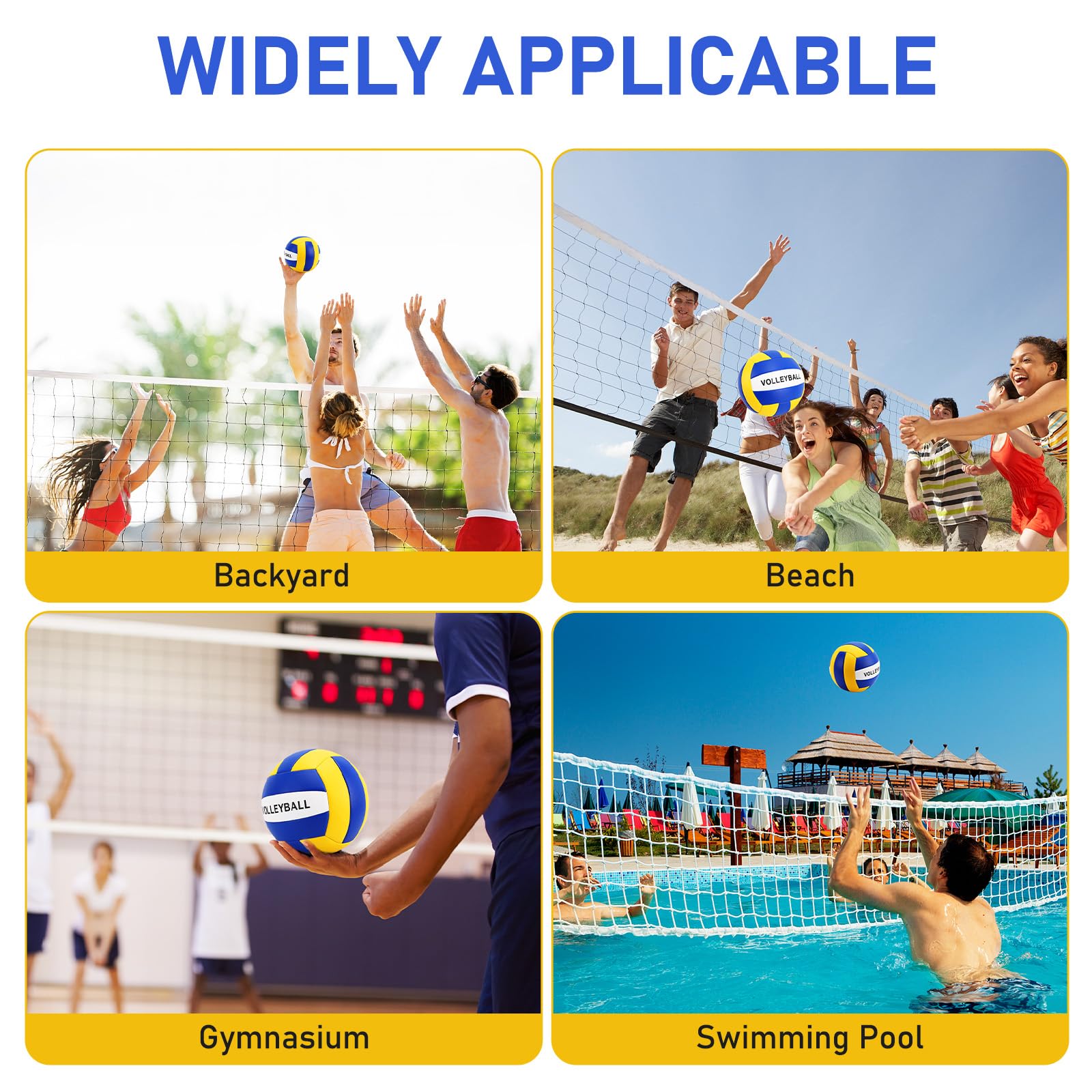 SIKEMAY Volleybälle, offizielle Größe 5, mit Pumpe, für drinnen und draußen, Strand, Sand, Pool, Wasserspiel, Training, Match für Anfänger, Wettbewerb, für Erwachsene, Damen, Herren, 6 Stück