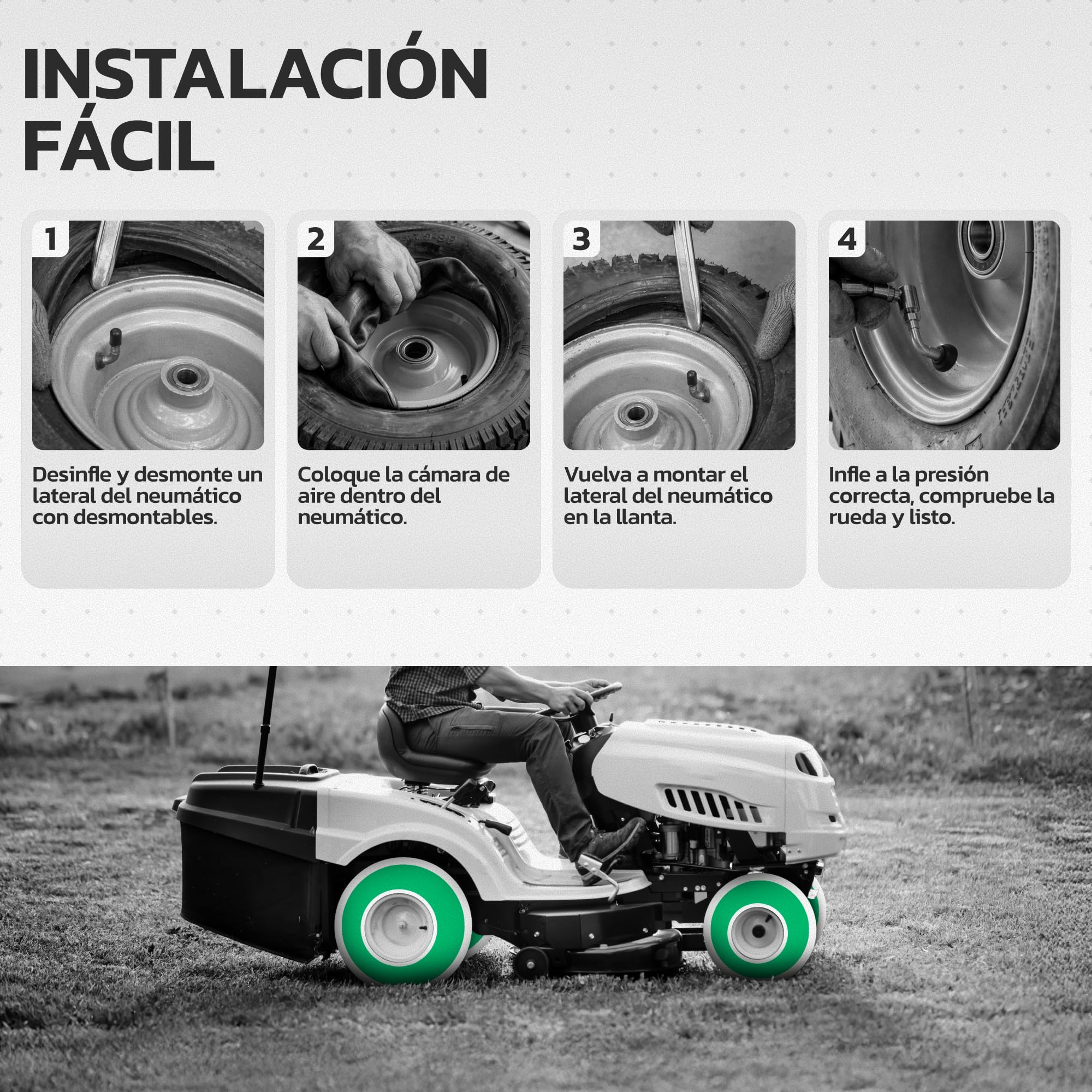 MoovMoov Cámara de Aire 16 pulgadas para neumáticos 16x6.50-8 y 16x7.50-8 - Para Tractor cortacésped, Remolque de jardín, Carrito de golf - Válvula acodada - Pack de 2