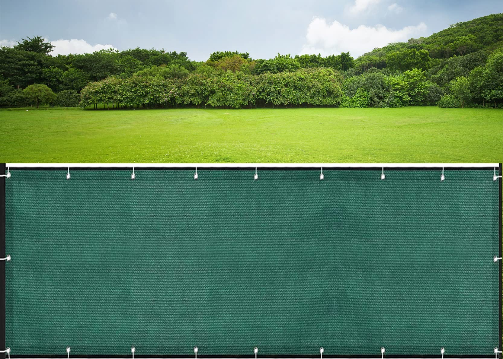 KLGFBDC 100x1000 cm Dark Green Balcony Sun Shade SailWaterproof & WeatherResistant with Grommets Nylon Cable Ties & Cord for Garden & Terrace Protection