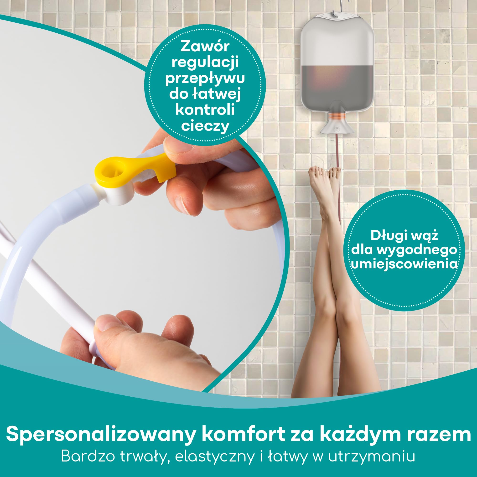 Zestaw do Lewatywy, Oczyszczanie Jelita Grubego – Przejrzysty, Nietoksyczny Poj. 2L, Lewatywa Domowa – Lewatywa z Kawy i Wody – Irygator do Lewatywy Jelita Grubego – Torba od Medi Grade
