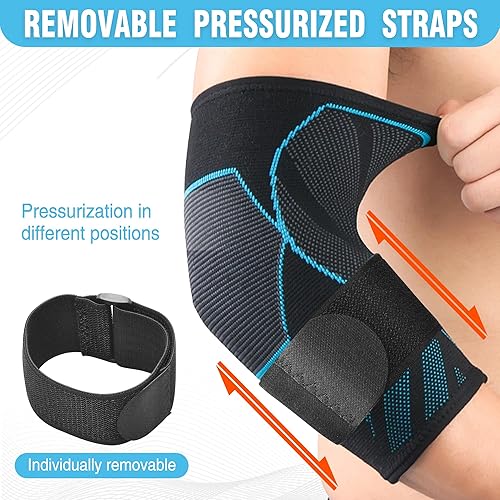 Miniatura 2 de Manga de compresión para codo (1 par), coderas de tenis para tendinitis y codo de tenista, soporte de brazo para codo de golfista, alivio de codo de