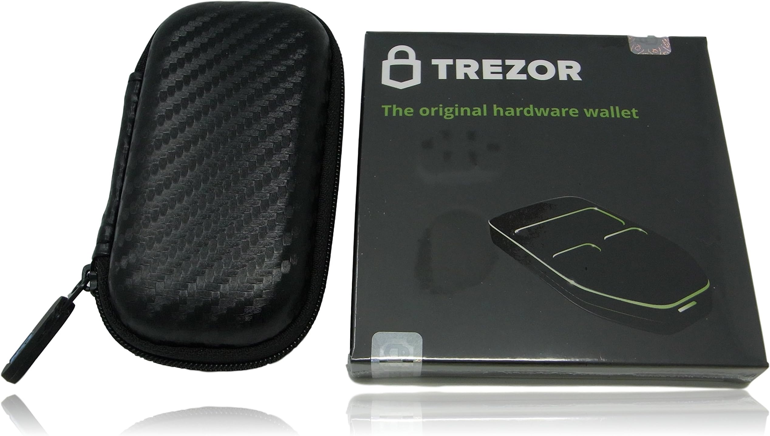 Trezor Bitcoin Wallet White with Case (Black Bundle)