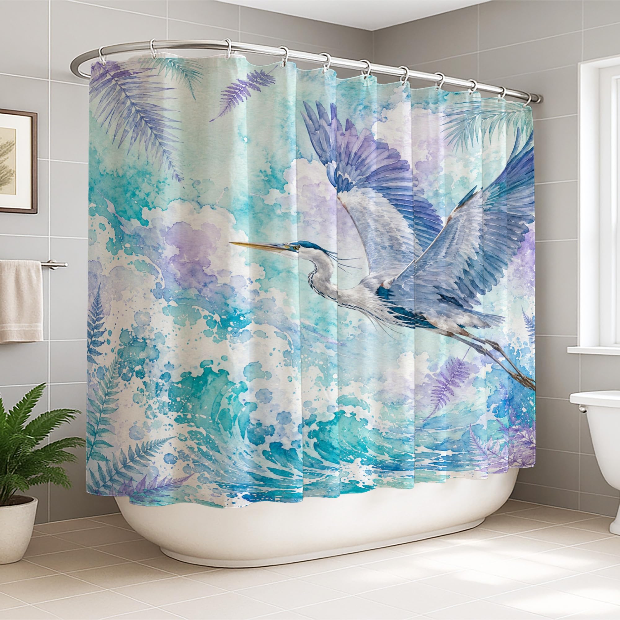 Rideau de douche de qualité supérieure Heron 274 x 183 cm en textile imperméabilisé