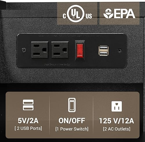 Miniatura 5 de Tiptiper Juego de 2 mesitas de noche, mesita de noche negra con gabinete y estación de carga, mesitas de noche con 3 cajones para dormitorios, juego