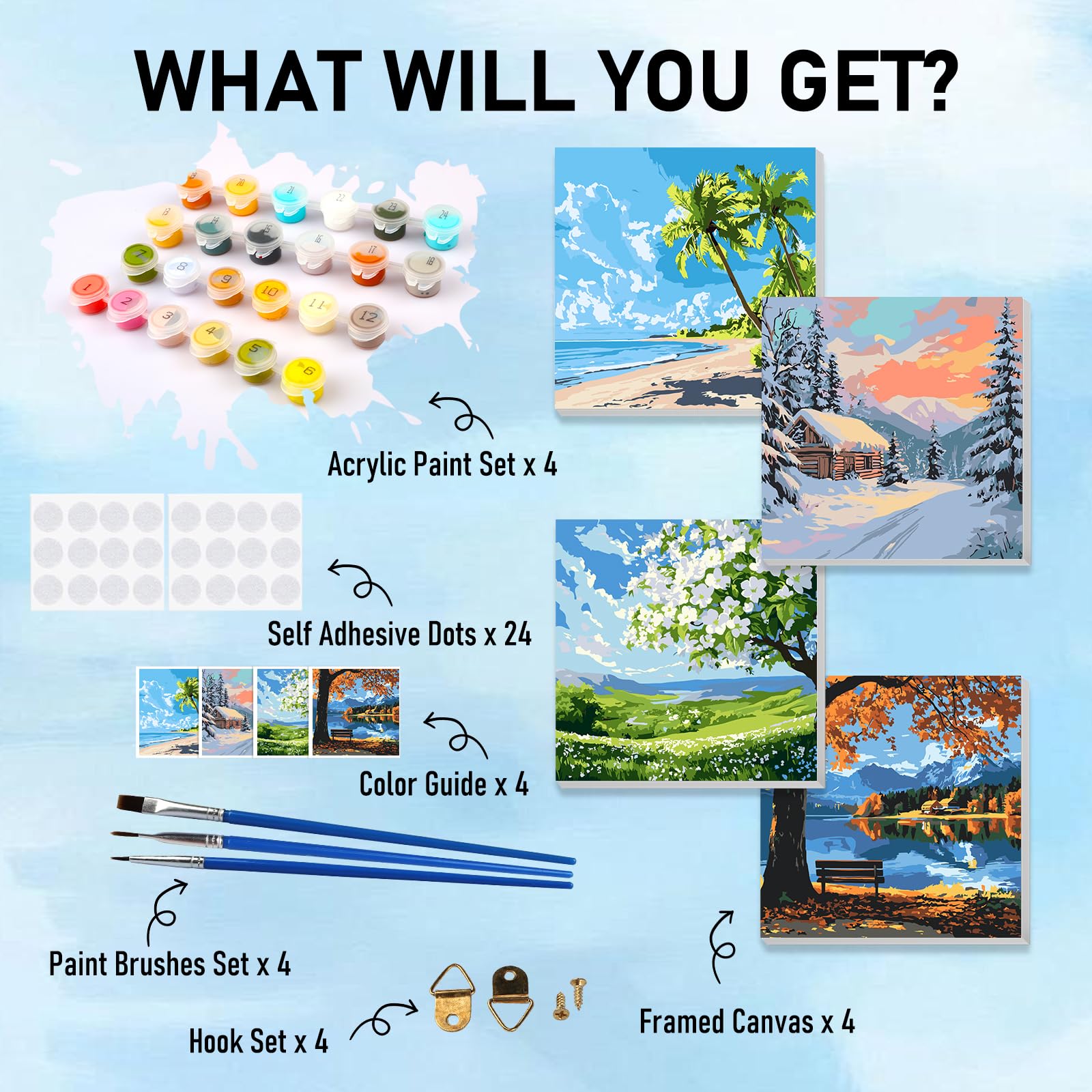 WOWDECOR Kit fai da te per dipingere con i numeri, regalo per adulti e bambini, dipingere