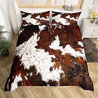 Vista 14 de Juego de ropa de cama con estampado de vaca lechera, funda de edredón rosa de tractor, camión de construcción de granja, funda de edredón rústica