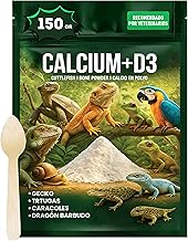 AF® - 150gr di Calcium D3, Polvore di osso di seppia per tartarughe, Calcio Rettili arricchito con vitamine | Digestione facile, basta dosare con un misurino | Calcio per galline, Carbonato di Calcio