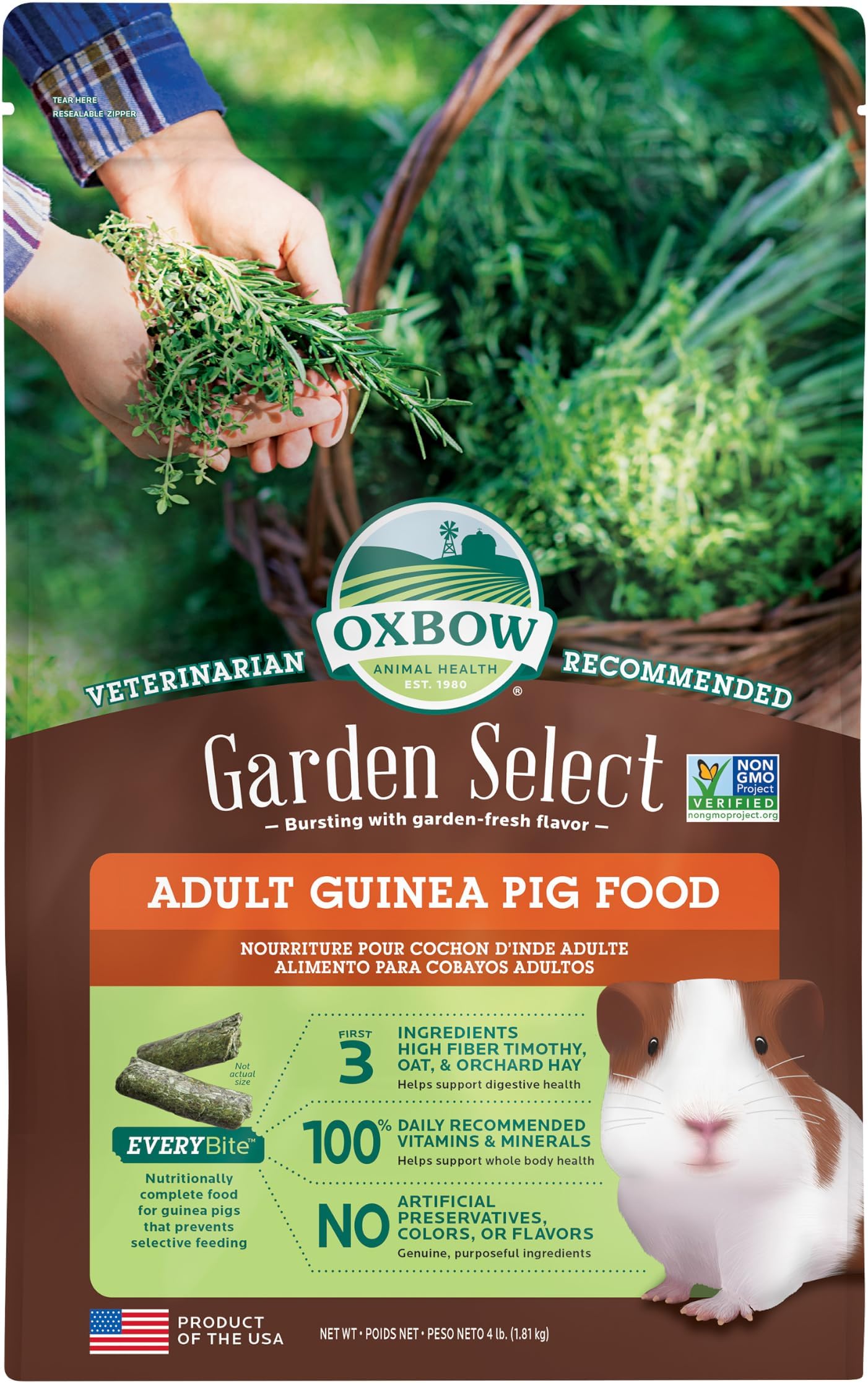 Garden Select Adult Guinea Pig Food, Pellets with Vitamin C, 4 lb