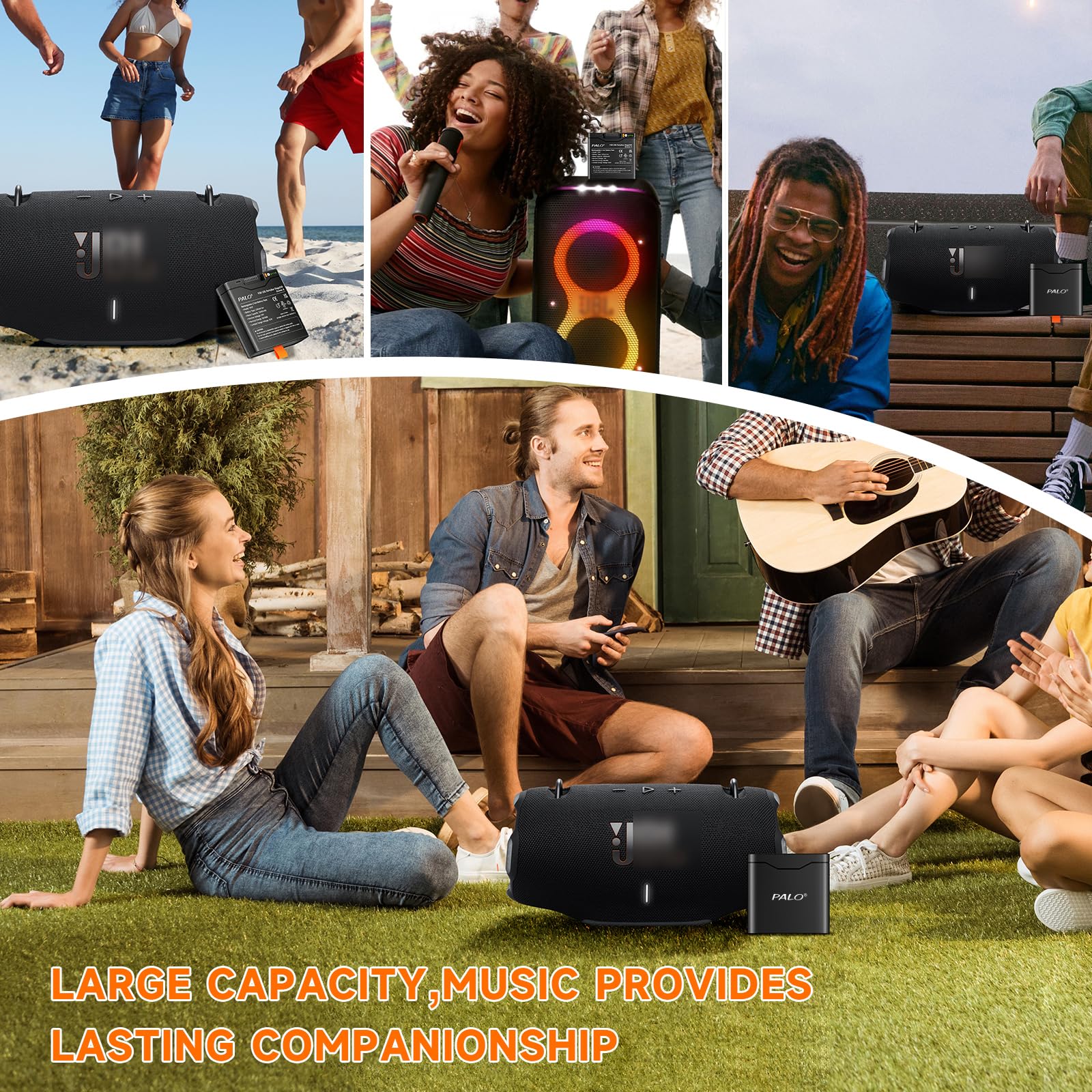 12000mAh Akku 400 für JBL Partybox Stage 320, JBL Xtreme 4-7,4V/Lithium Hochkapazitäts Batterie mit LED, Typ-C-Eingang