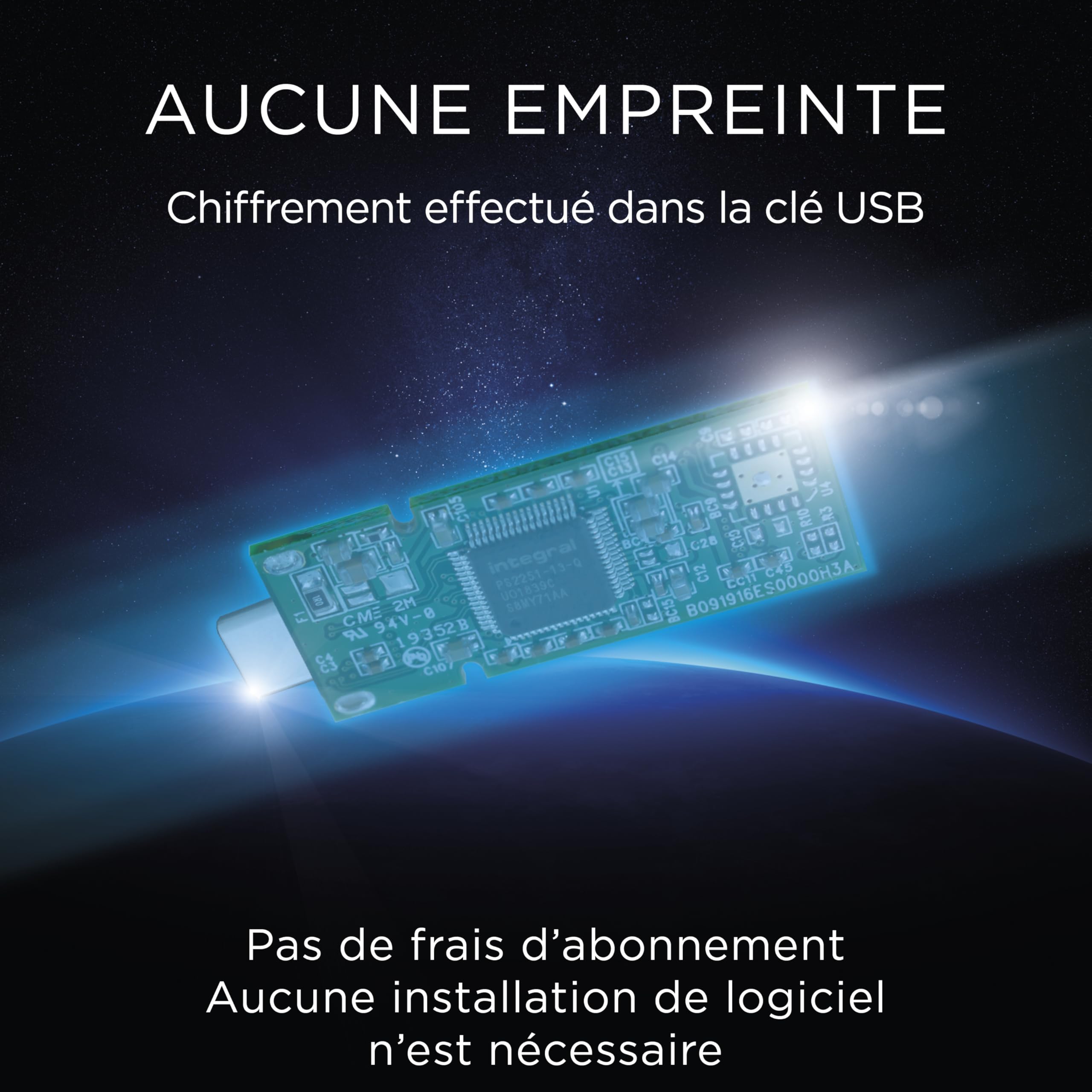 Integral Secure 360-C Clé USB Chiffrée 128 GB – Connecteur USB-C – Chiffrement AES 256 Bits – Compatible avec Mac, MacBook, PC, Ordinateur Portable