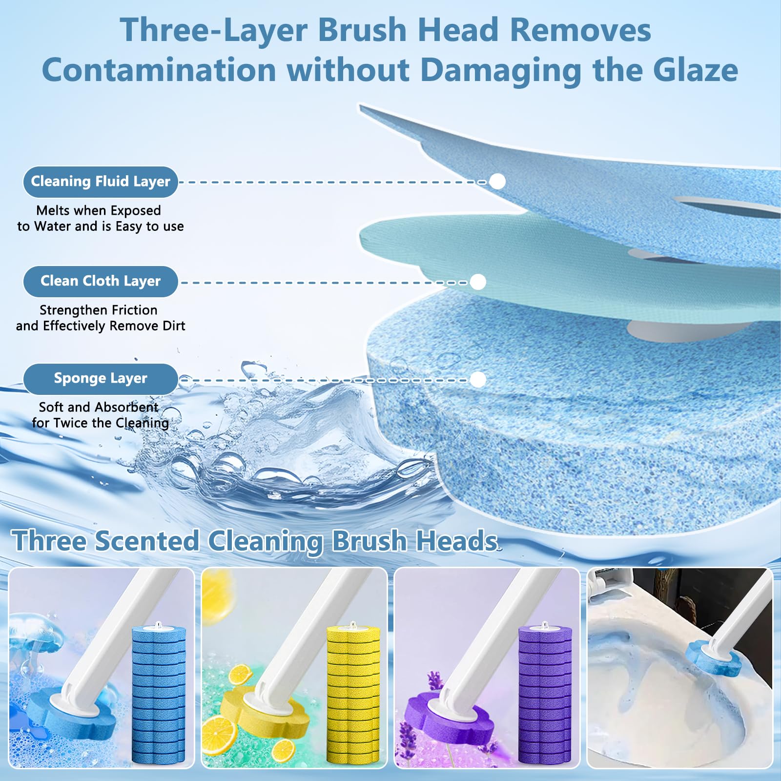 Kit completo di scopino per WC con testine usa e getta, pulizia senza sforzo, igienico e conveniente, include un contenitore per riporre oggetti, versatile strumento per la pulizia del bagno