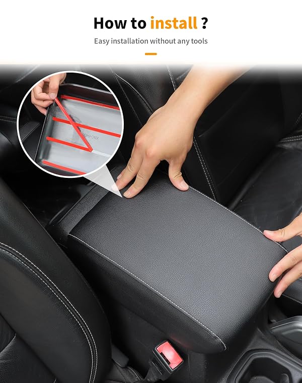 Hoolcar Armrest Pad Cover Center Console Lid Cover Compatible with Jeep Wrangler JL JLU & Gladiator JT 2018-2025, Leather Console Replacement, Black by Hoolcar - Used condition - Image 12