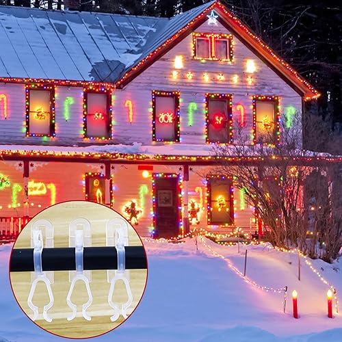 Miniatura 7 de CXLHO Clips de luz de Navidad todo en uno, paquete de 200 unidades, ganchos universales para colgar luces C7, C9 y mini, clips para colgar luces