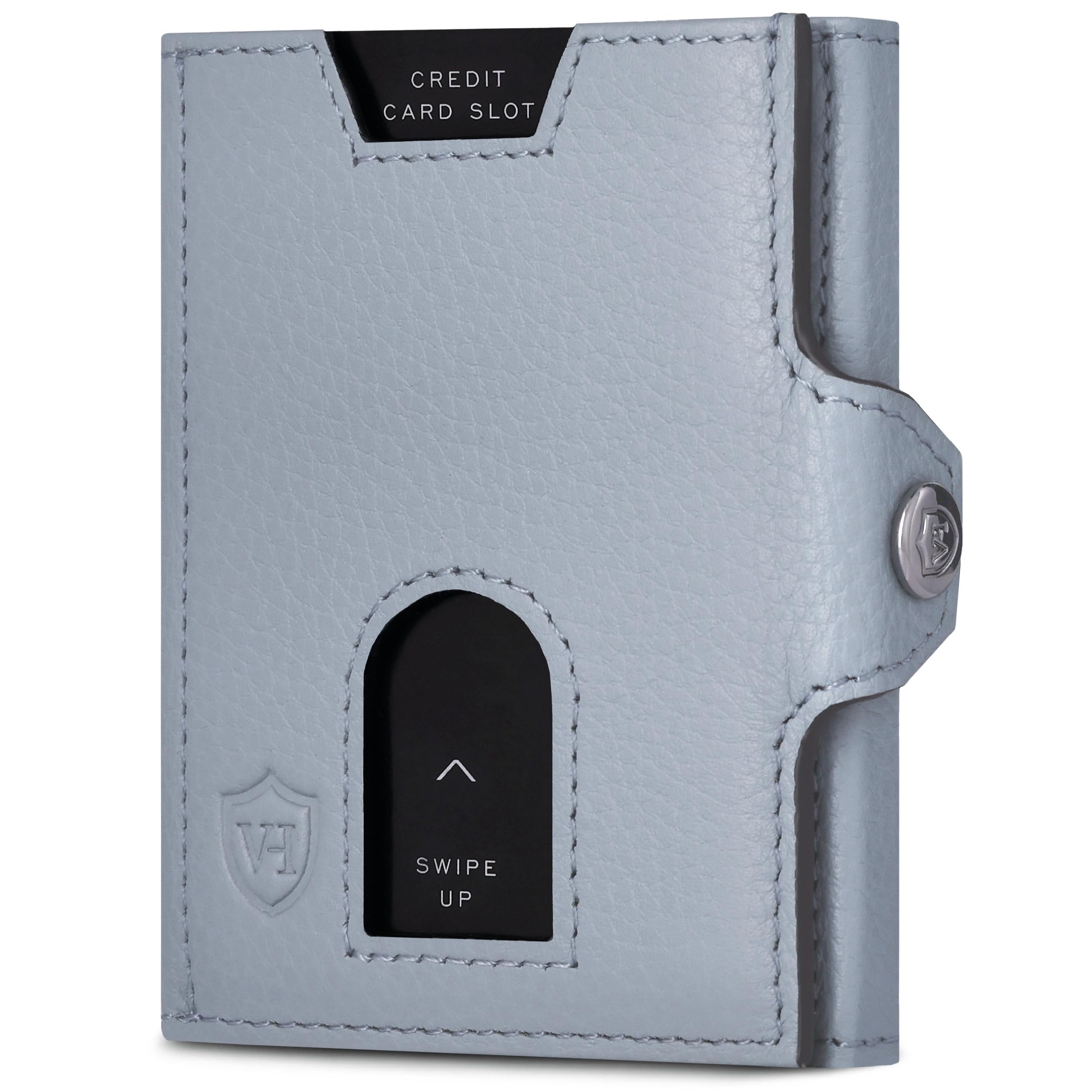 VON HEESEN Slim Wallet mit XXL Münzfach & RFID-Schutz - Leder Geldbeutel - Mini Geldbörse für Herren und Damen - Kartenetui Echtleder Karten Portemonnaie klein - Kreditkartenetui Hellblau