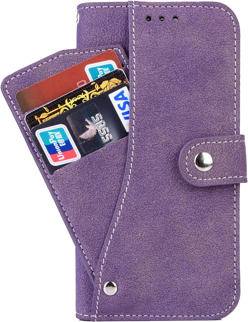 Galaxy S7 Edge Case,Maxcury Phone wallet case - Synthetic Chamois Leather Wallet Flip Cover with [Card Slots] and [Stand] Function for Samsung Galaxy S7 Edge (Purple)