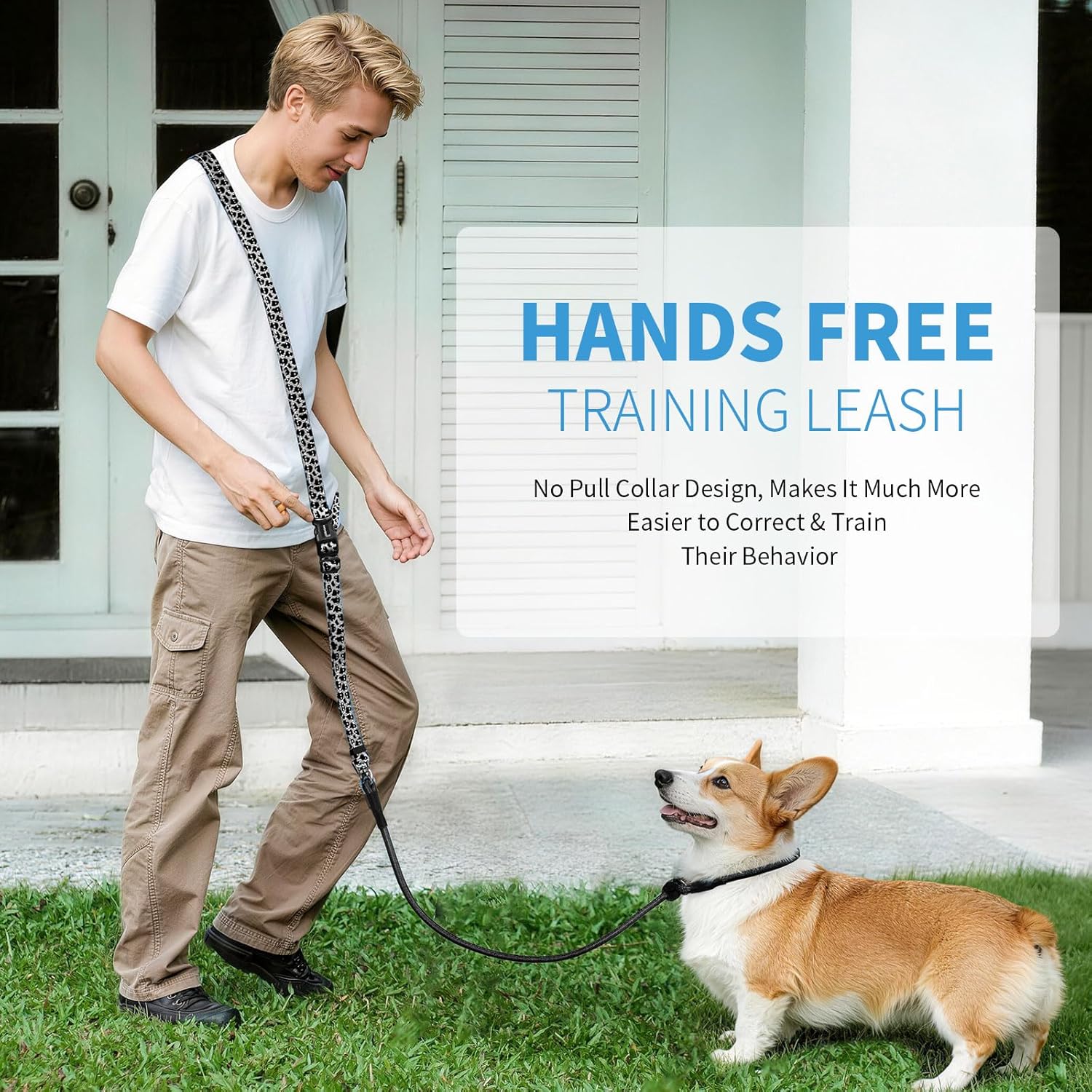 Kazazoo Slip Lead Dog Leash, Hands-Free No Pull Training Leash with Padded Handle for Medium Large Heavy Duty Dogs, Cow