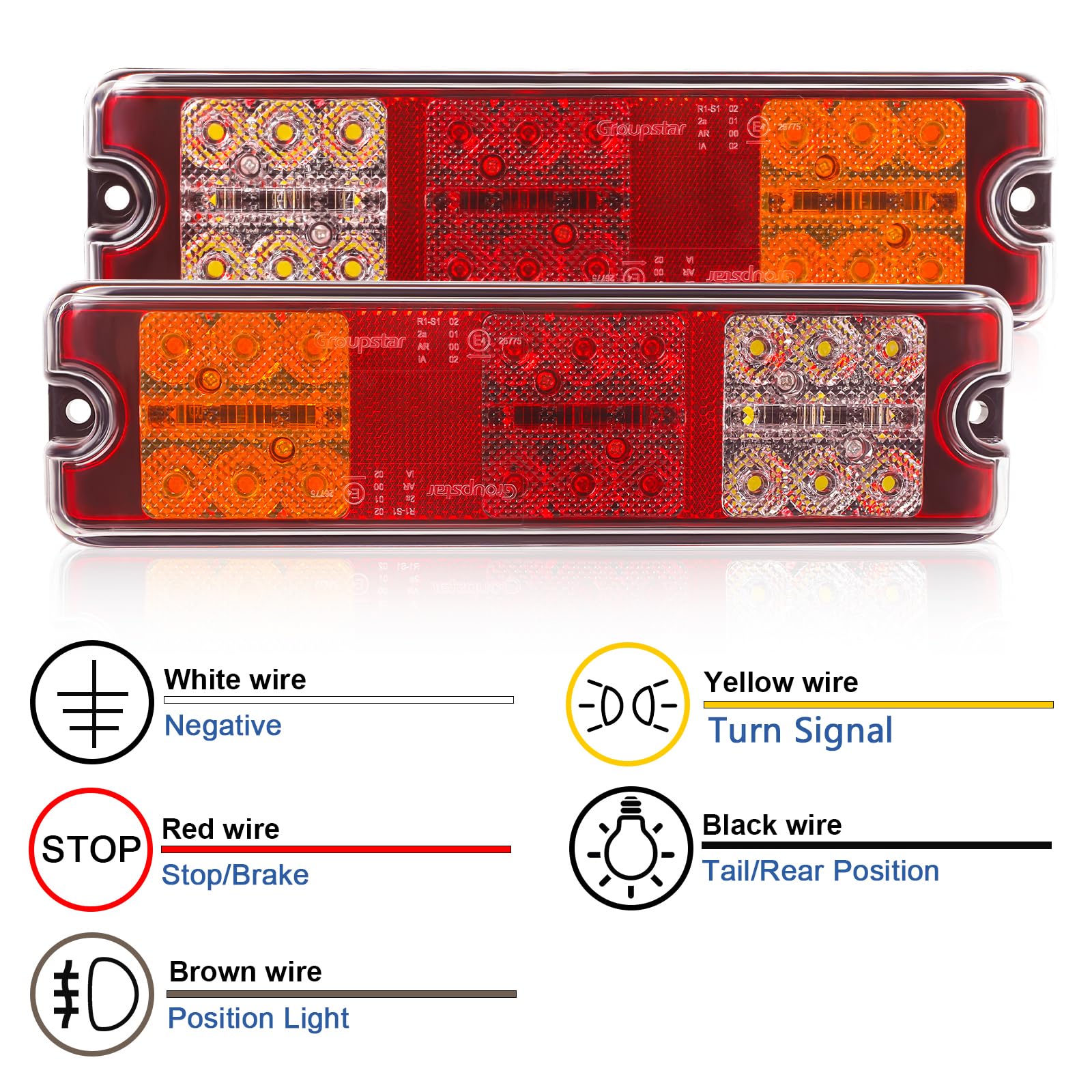 2 Stück LED Anhänger Rückleuchten 12V/24V 27 LEDs Superhelle wasserdichte mit Blinker,Bremse,Rück,Rückfahr,Reflektorlampe für RV LKW KFZ Traktor Bootsanhänger