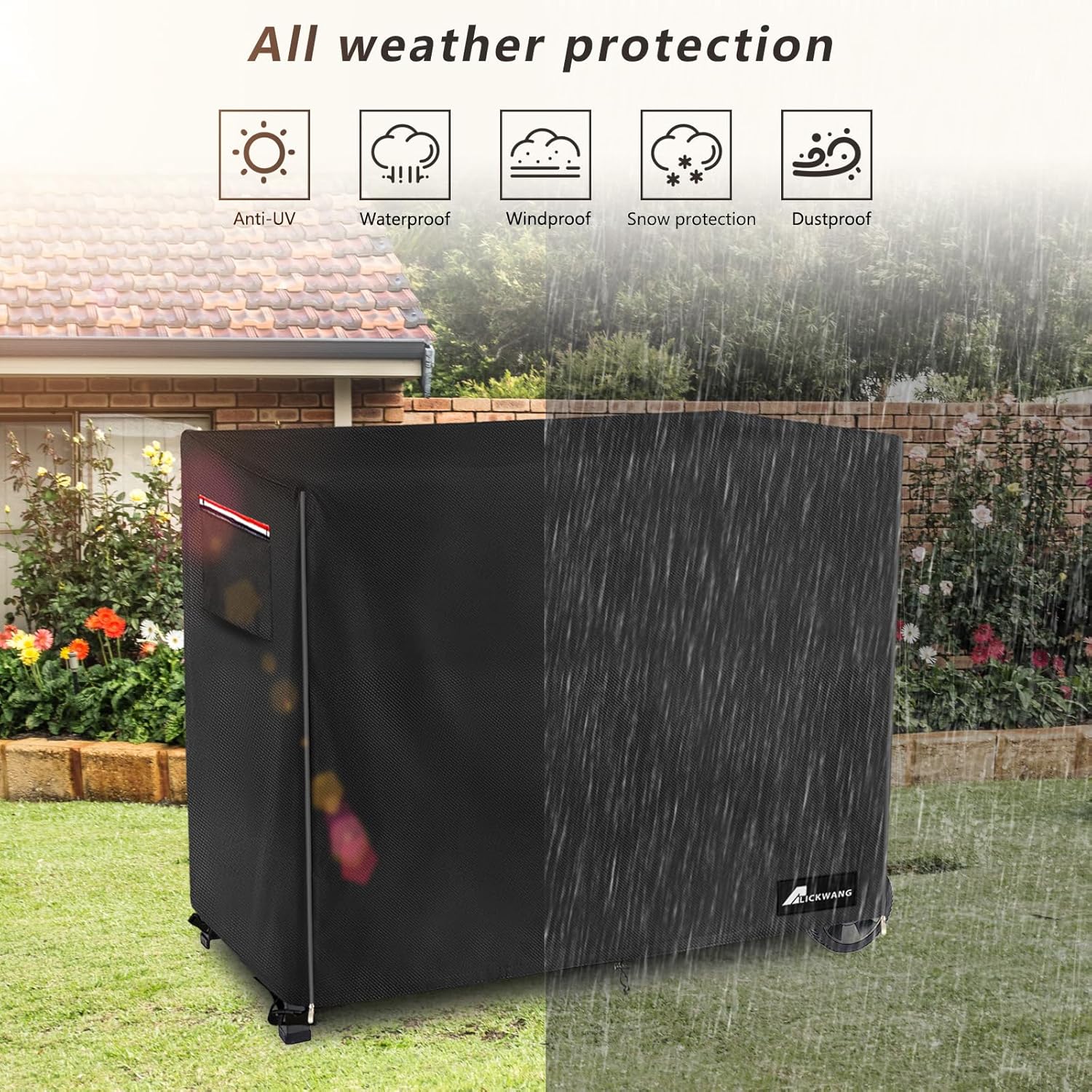 Raised Garden Bed Cover,Heavy Duty 600D Waterproof Elevated Wood Planter Box Stand Cover for Winter,Planter Raised Beds Covers (Black, 38 x 14.6 x 32)