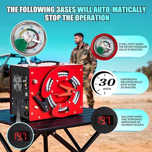 Miniatura 2 de TUXING Compresor de aire Pcp de 4500 psi, parada automática, sin aceite y agua, diseño portátil único vertical+carrete de alambre, convertidor de