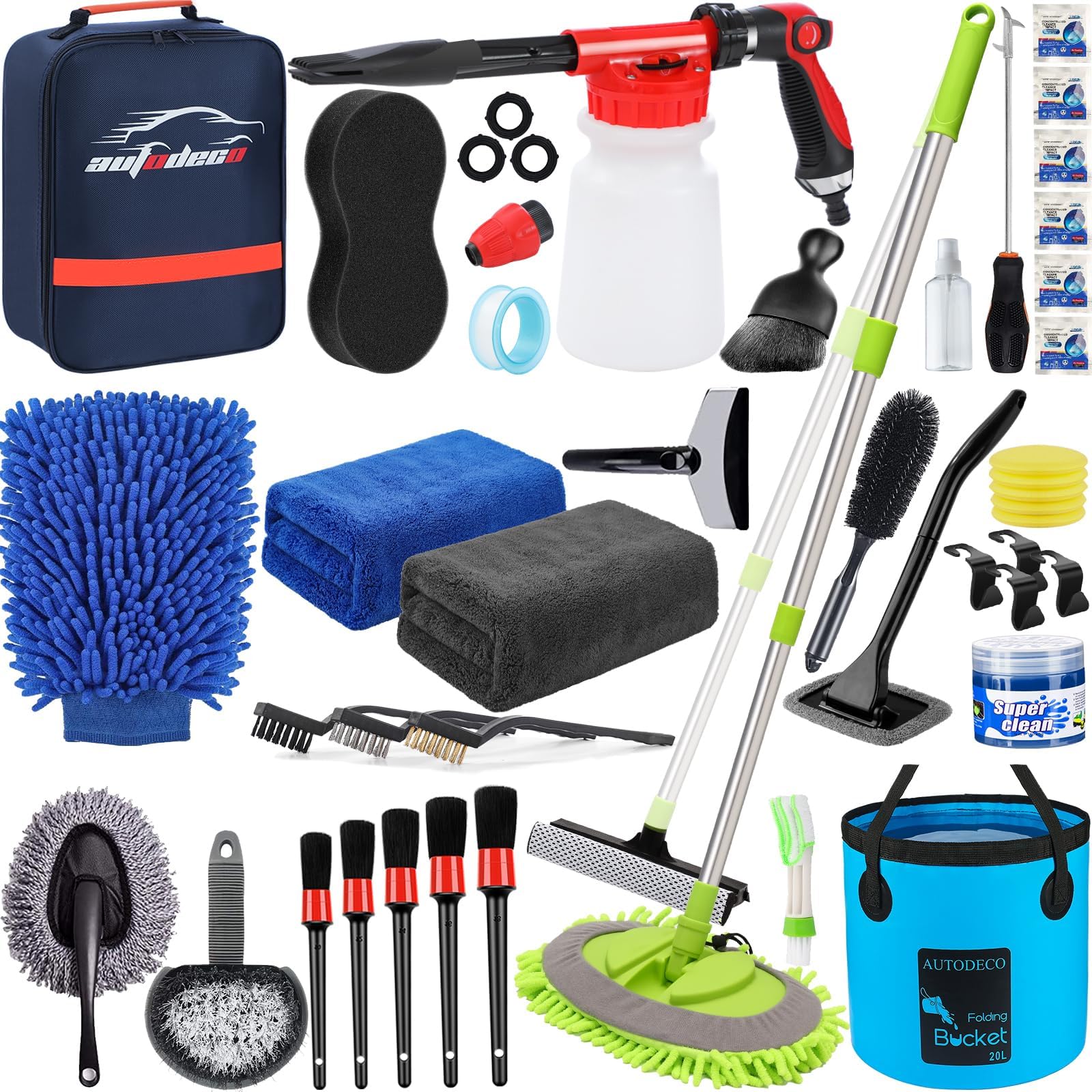 AUTODECO 42Pcs Car Wash Detailing Kit Cleaning Kits with