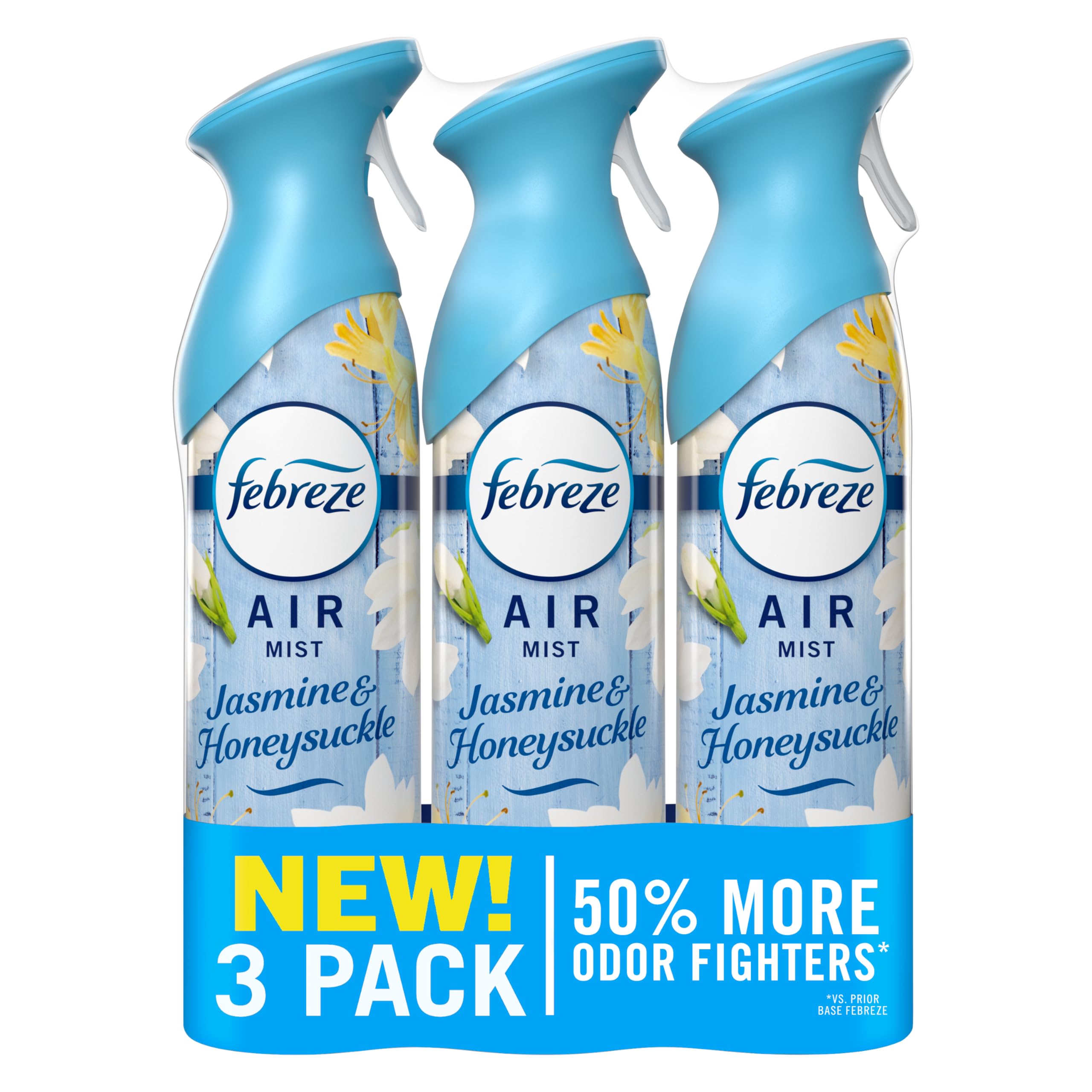 Febreze Air Mist, Air Freshener Spray, Odor Fighting Room Spray, Deodorizer for Home Bathroom Kitchen Office Apartment Dorm Room Classroom, Jasmine &amp; Honeysuckle Scent, 8.1oz (Pack of 3)